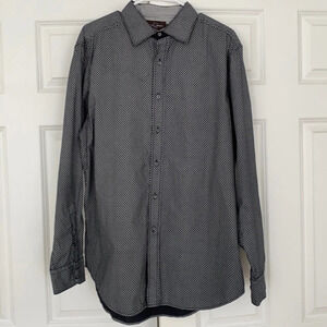 Black Brown 1826 black & white patterned button down shirt size XL casual shirt